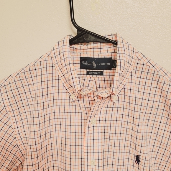 Ralph Lauren Orange and Blue Plaid Button Down Shirt - Picture 2 of 4